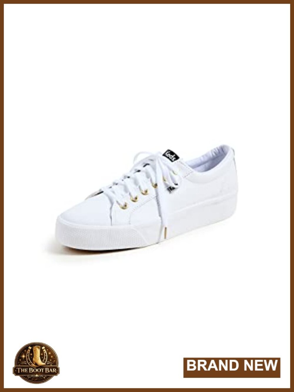 Keds Jump Kick Lace-Up Sneakers Women's White Leather Wedge Hidden Heel